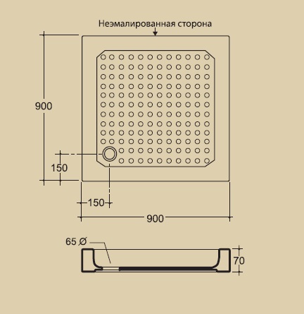 Поддон душевой MIGLIORE 90 x 90 см, ML.PDQ-28.380.BI  - Вид №1
