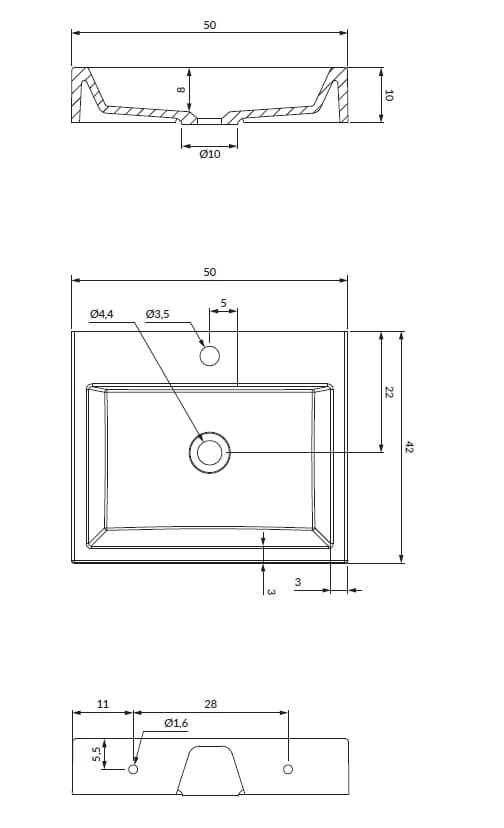 Столешница/подвесная раковина из композитного материала OMNIRES THASOS M+ THASOS500/600/700/1000 ARCH-00071634 - Вид №3