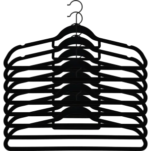 Плечики Spaceo 45 см пластик с флоковым покрытием цвет чёрный 8 шт