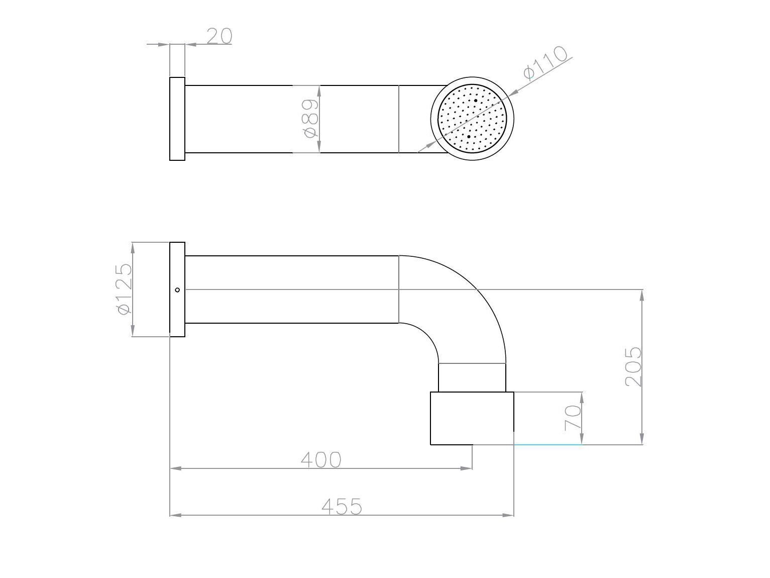 Настенная душевая колонка из нержавеющей стали с ручным душем JEE-O ARCH-00046906 - Вид №2