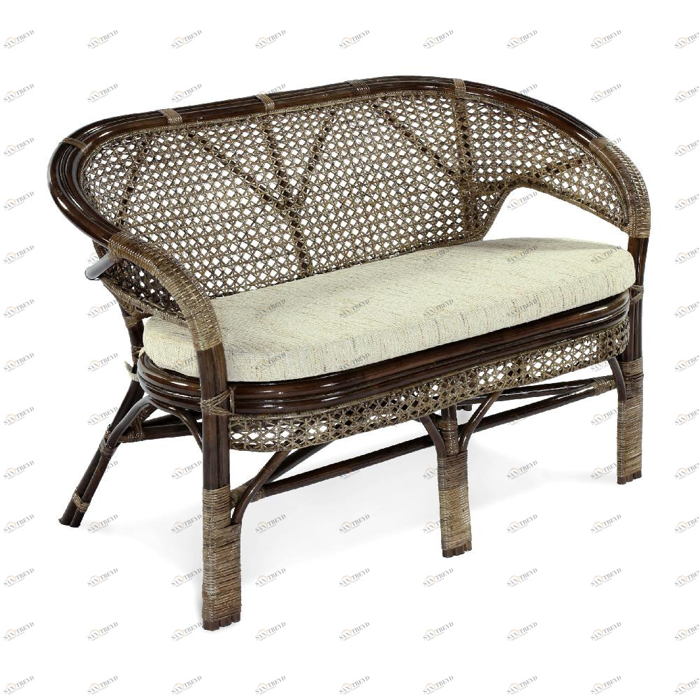 Диван мягкий темно-коричневый "Пеланги" ЭКО ДИЗАЙН CLASSIC RATTAN 129494 Бежевый;коричневый 
