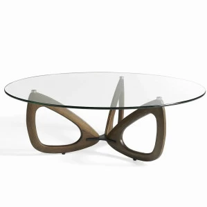 Журнальный столик стеклянный круглый с деревянными ножками G142 от Angel Cerda ANGEL CERDA  241802 Прозрачный