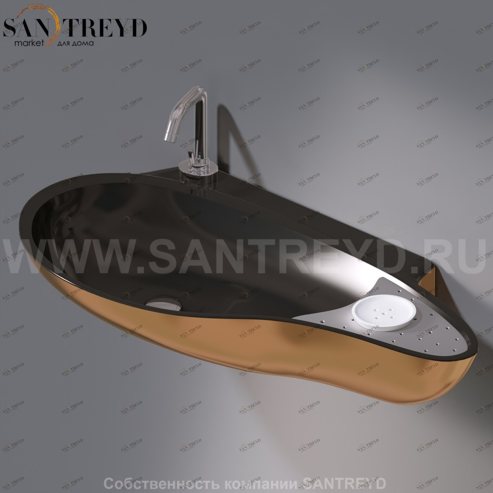 L235T0R1V4..252 Подвесная раковина настенная овальная A. e T. Italia SPOT черная AeT ITALIA ACCENT L235T0R1V4.252