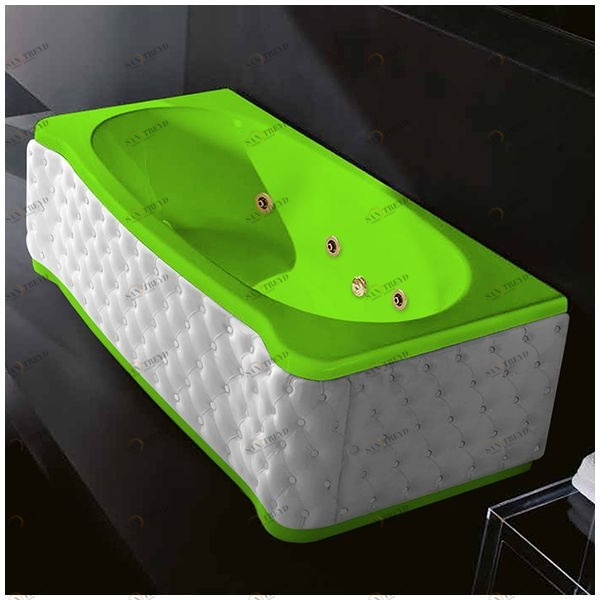 Ванна Gruppo treesse New Classic Young STD-V6747-SX-KB-SZ салатовая с золотой фурнитурой и гидромассажем прямоугольная левая белая кожа STDV6747SXKBSZ