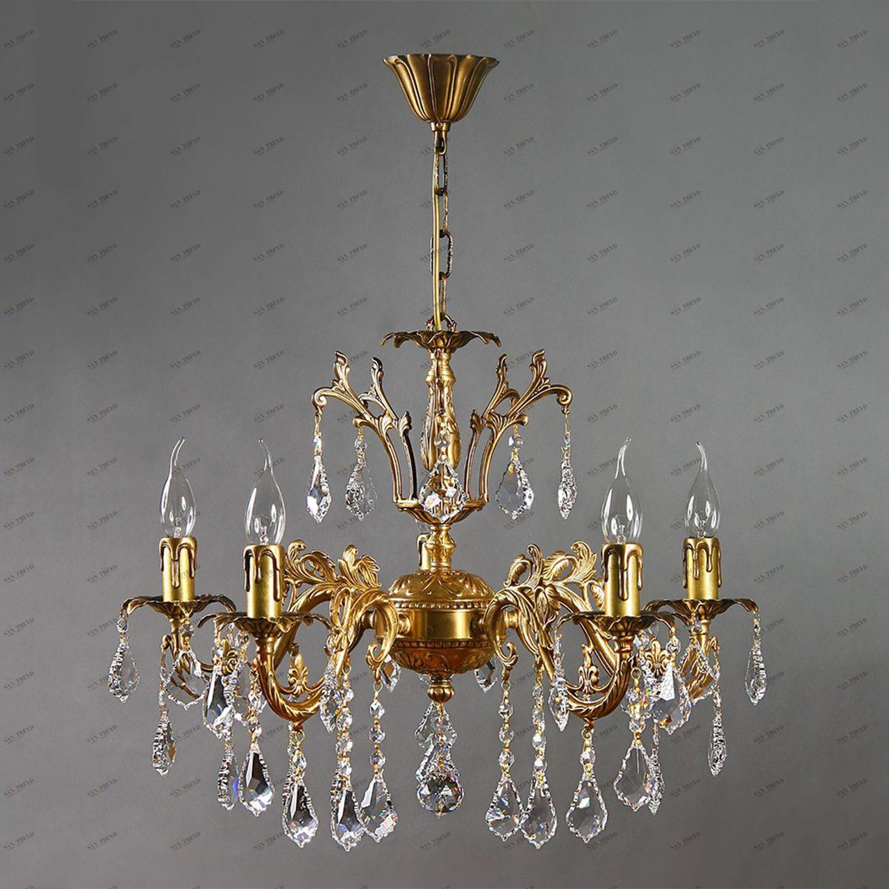 Подвесная люстра Ambiente Granada 2118/5 AB Leaf Crystal AMBIENTE ДИЗАЙНЕРСКИЕ, GRANADA 181585 Бронза 