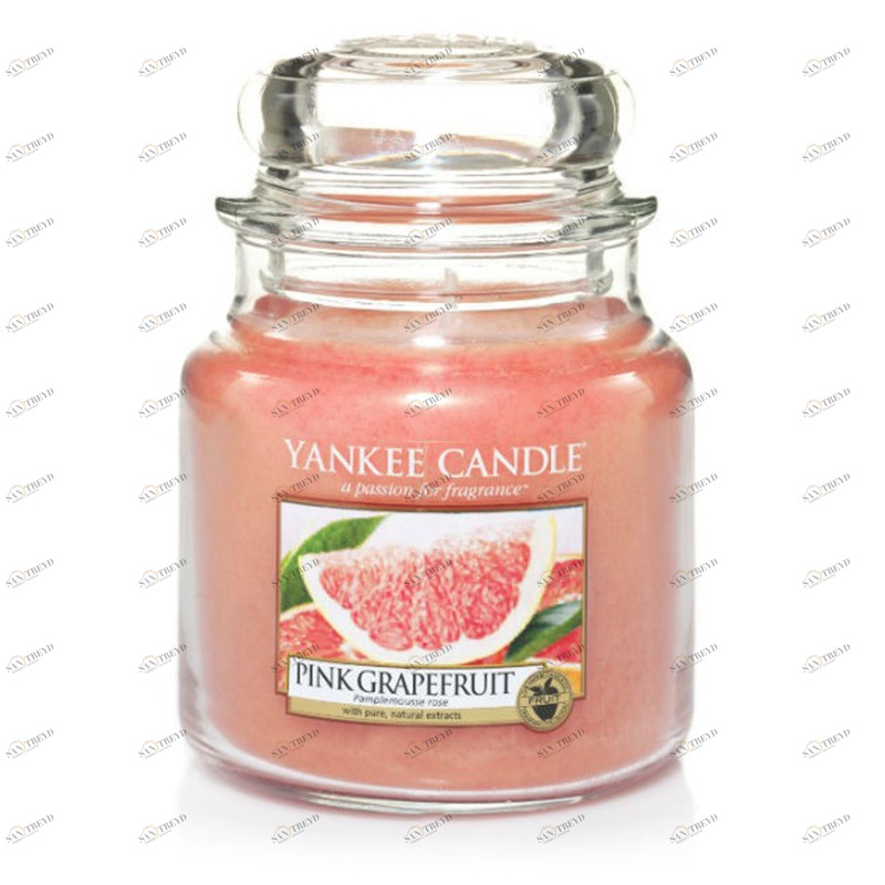 Свеча средняя в стеклянной банке Розовый грейпфрут" Pink Grapefruit 411 гр 65-90 часов YANKEE CANDLE  268008 Розовый 