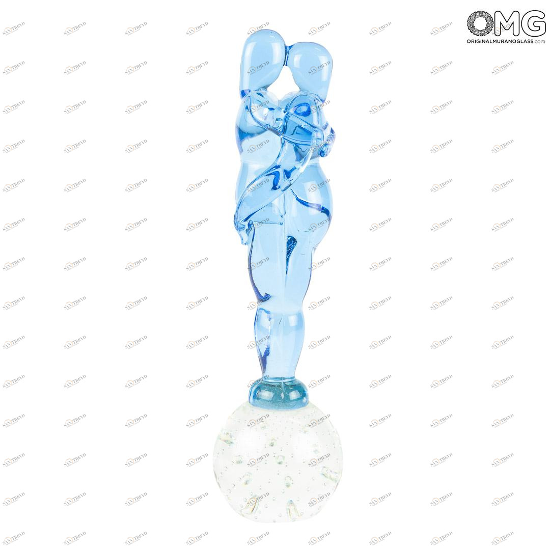 3581 ORIGINALMURANOGLASS Скульптура Влюблённые - лазурная - муранское стекло OMG 7 см 
