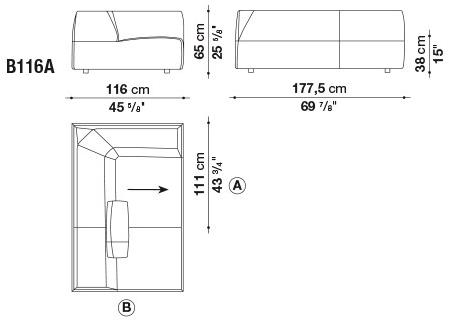 B&B Italia Мягкая кушетка из ткани Bend sun-id-1430651 - Вид №3