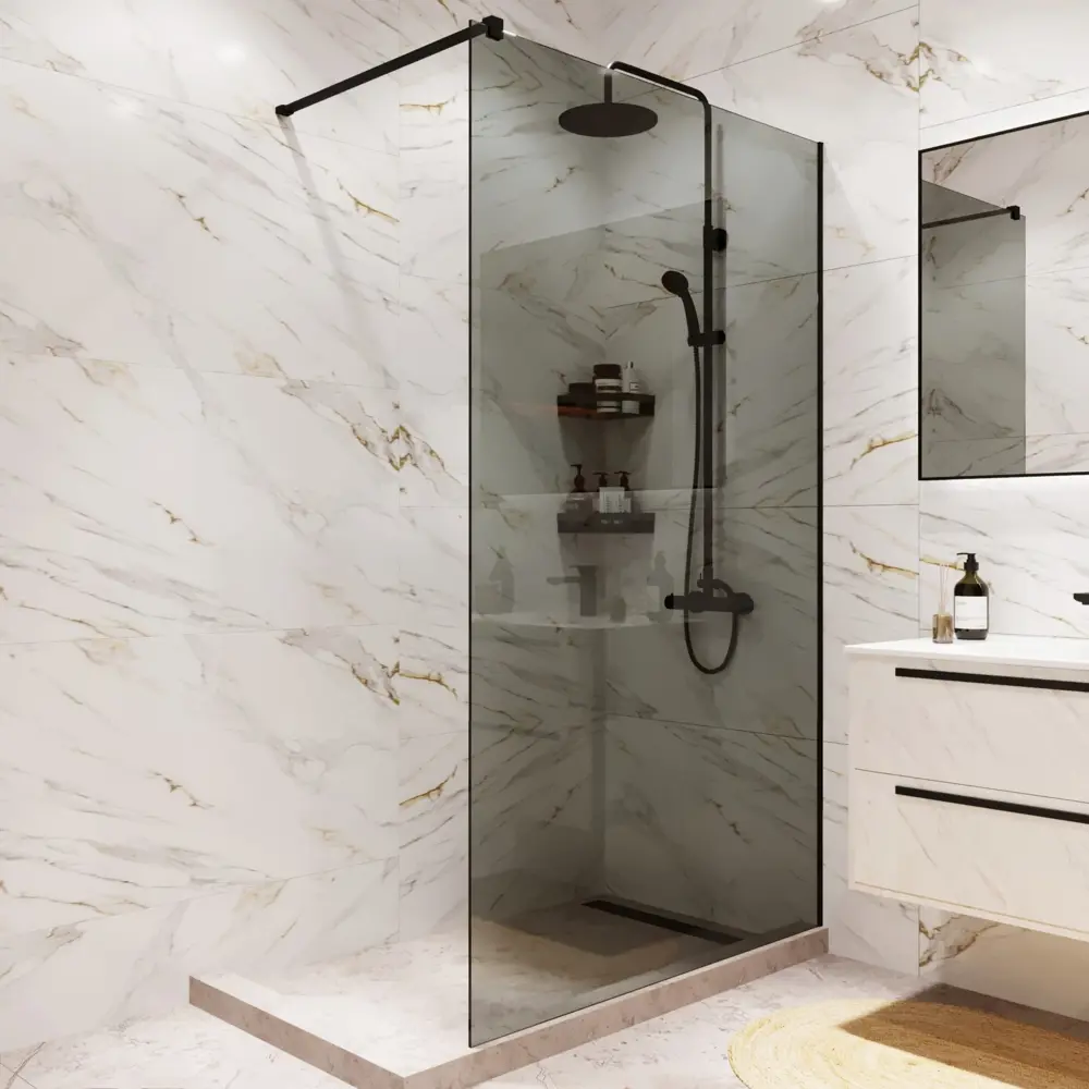 Душевая перегородка Mebelvann 80×200 см с черным профилем и тонированным стеклом 89372129 STLM-1480728 - Вид №4