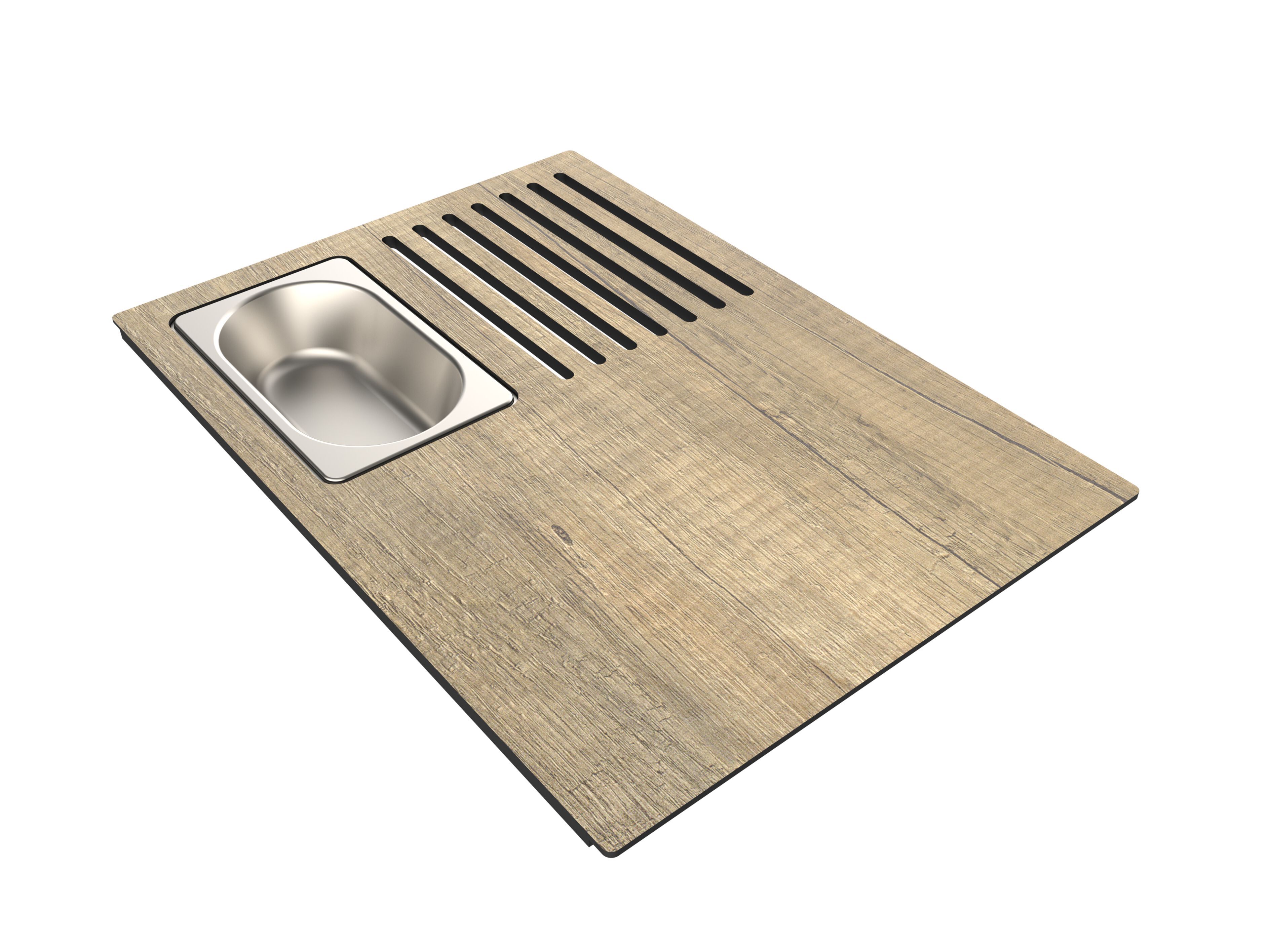 Многофункциональная разделочная доска с лотком из нержавеющей стали Evhoc COMPLEMENT PLUS 300 ARCH-00135294