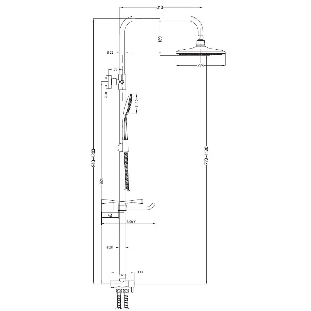 Душевая стойка Esko ST9013 без смесителя 1 режим цвет хром STLM-2022104 - Вид №5