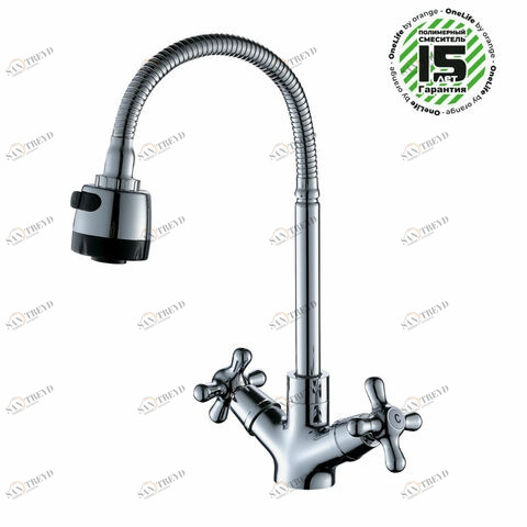 Orange OneLife P03-004cr Полимерный двухвентильный смеситель для кухни, цвет: хром Хром sun-id-1517125