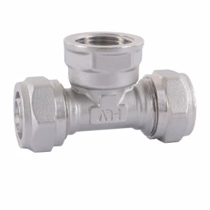 HLV-114332.№.02 Тройник обжимной HLV с переходом на внутреннюю резьбу