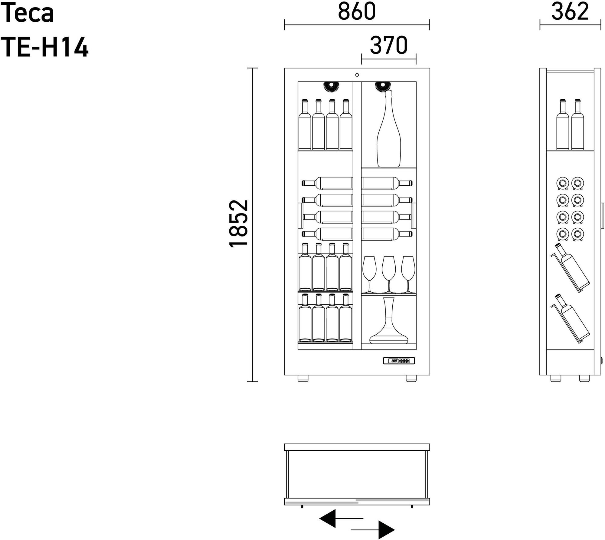 EXPO Алюминиевый винный шкаф с рамой из МДФ Teca Te-h14/te-m14/te-c14 - Вид №7