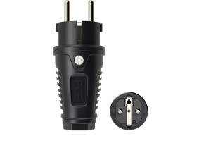 16261553 Ударопрочная вилка каучук 16А 220V 2P+E IP54 корпус черный, маркер черный 0522-ss PCE
