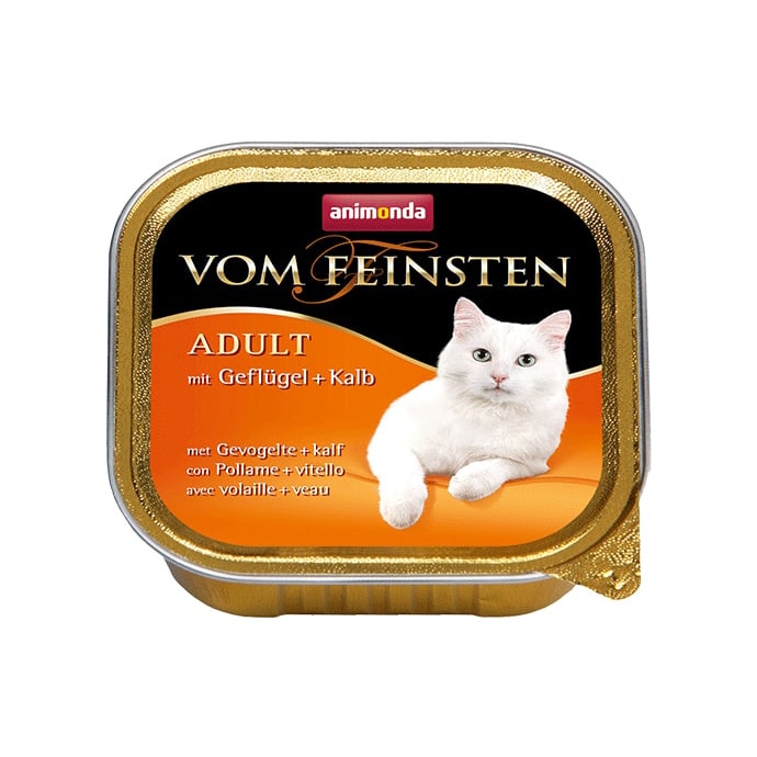 ПР0004555 Корм для кошек Vom Feinsten Adult домашняя птица, телятина конс. 100г Animonda 