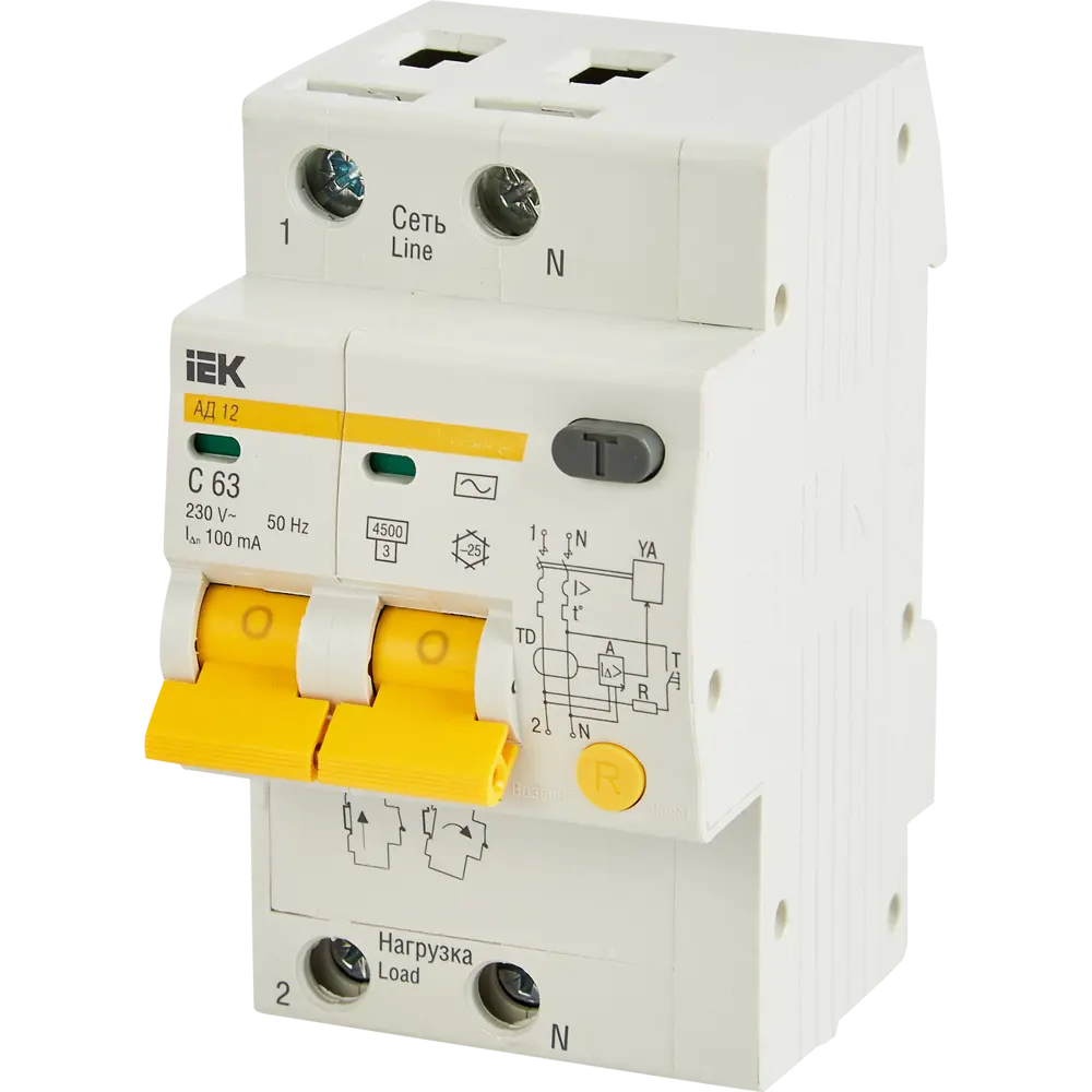 Дифференциальный автомат IEK 63А с защитой от утечек тока 87762188 STLM-1116137