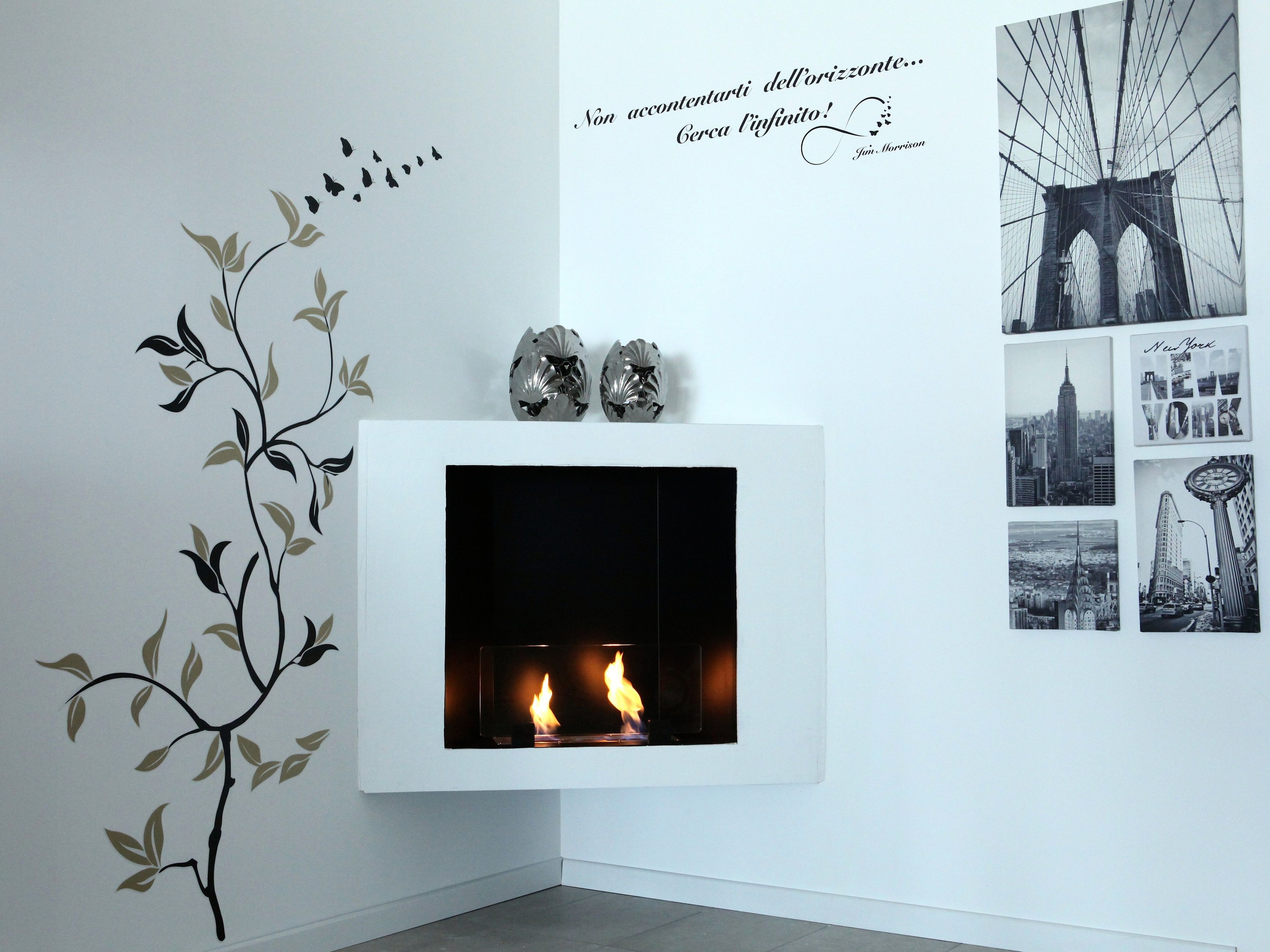 Угловой встроенный камин на биоэтаноле bioKamino Bkanova ARCH-00100117