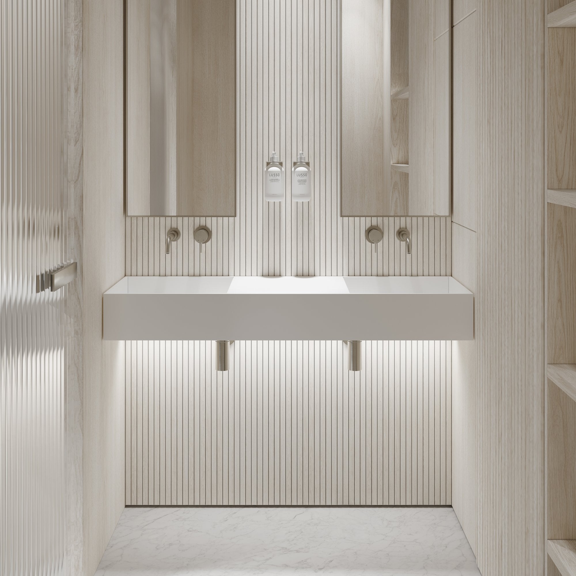 Прямоугольный двойной подвесной умывальник из смолы LUSSO COTTI ARCH-00102562 - Вид №3