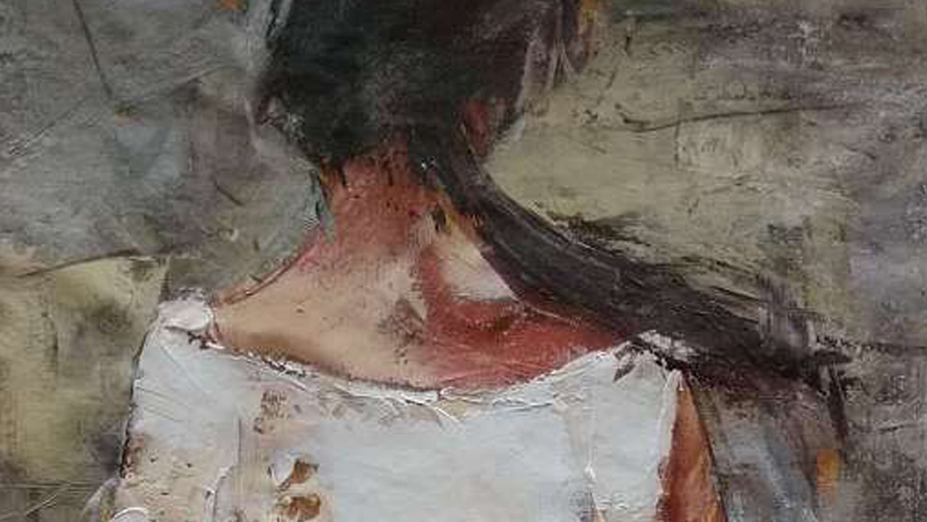 Картина на холсте 100х100 см "Брюнетка в платье" EVENHOME КАРТИНЫ МАСЛОМ 129990 Белый;голубой;синий;разноцветный  - Вид №2