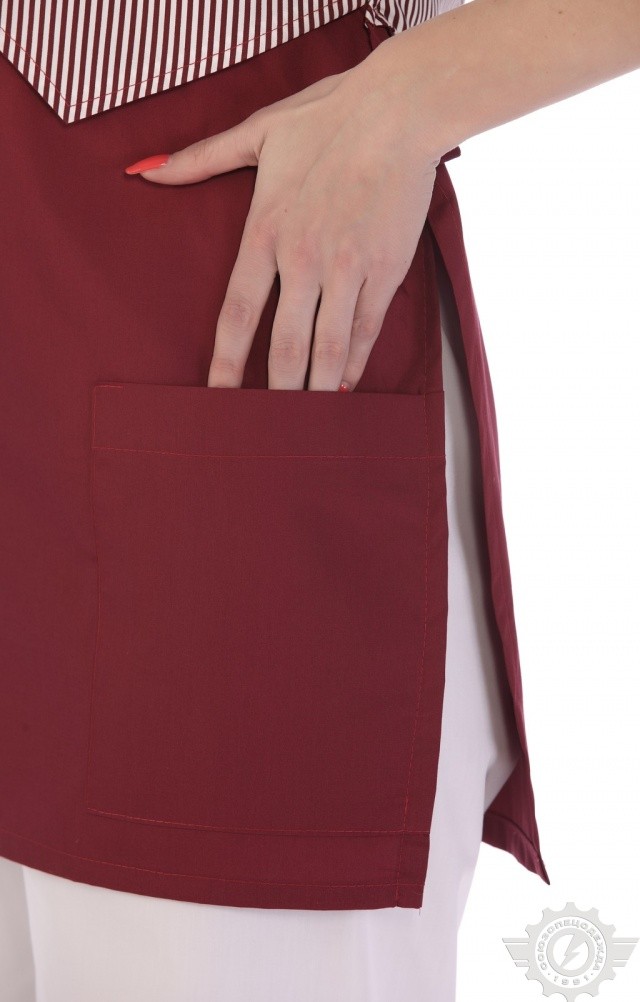 63638 Фартук-халат "Элегант" бордо  Одежда для обслуживающего персонала  размер 44-46 Спецодежда  - Вид №4