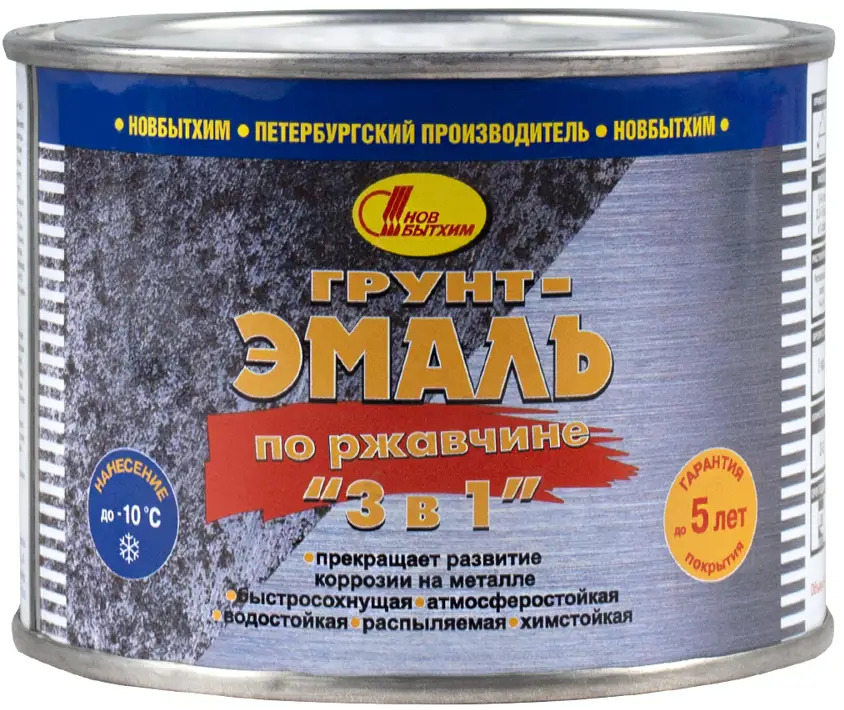91262631 Грунт-эмаль по ржавчине 3 в 1 Новбытхим 207086 0.4 л цвет белый STLM-0526745