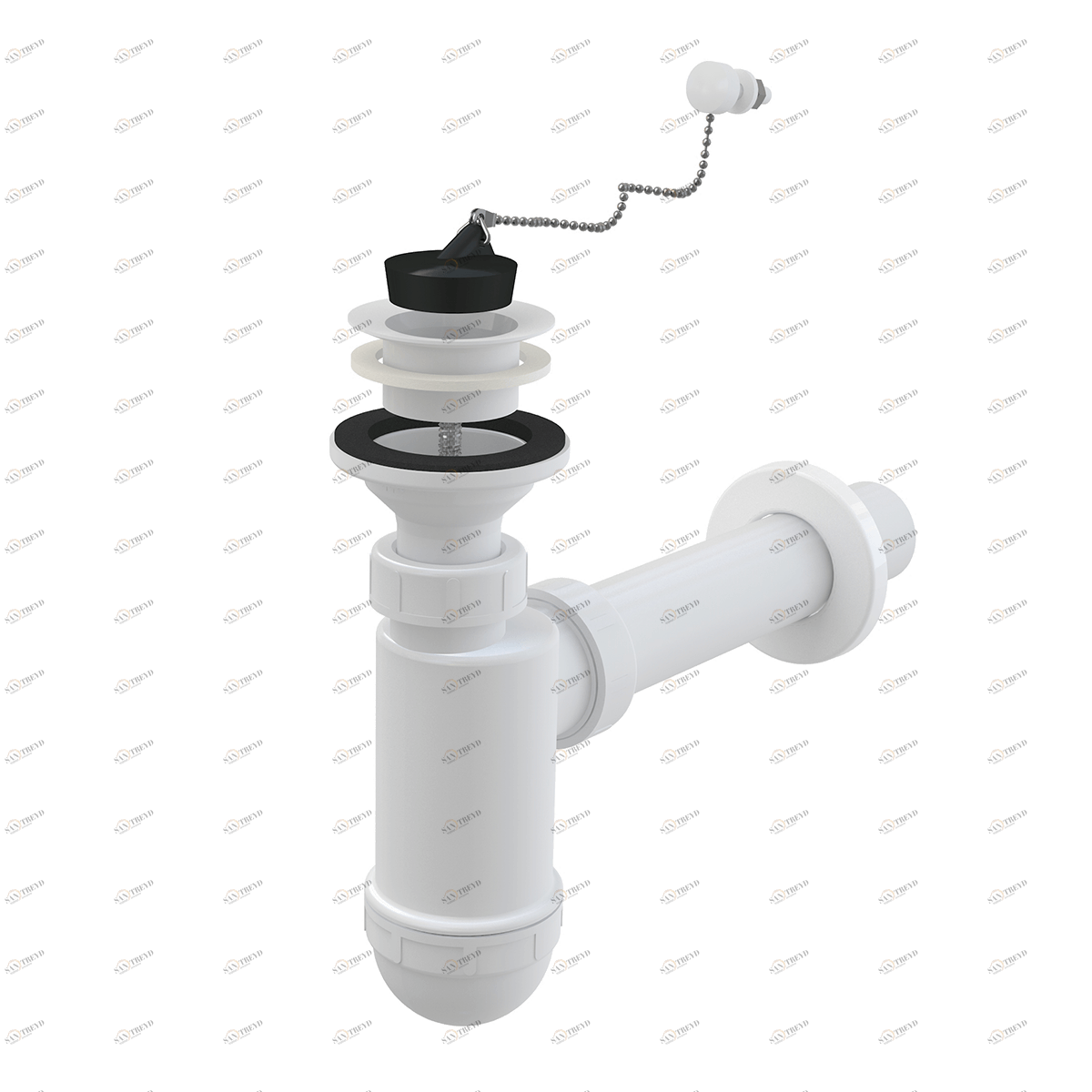 Сифон для умывальника DN40 с пластмассовой peшeткой DN63, с цепочкой ALCAPLAST A42R