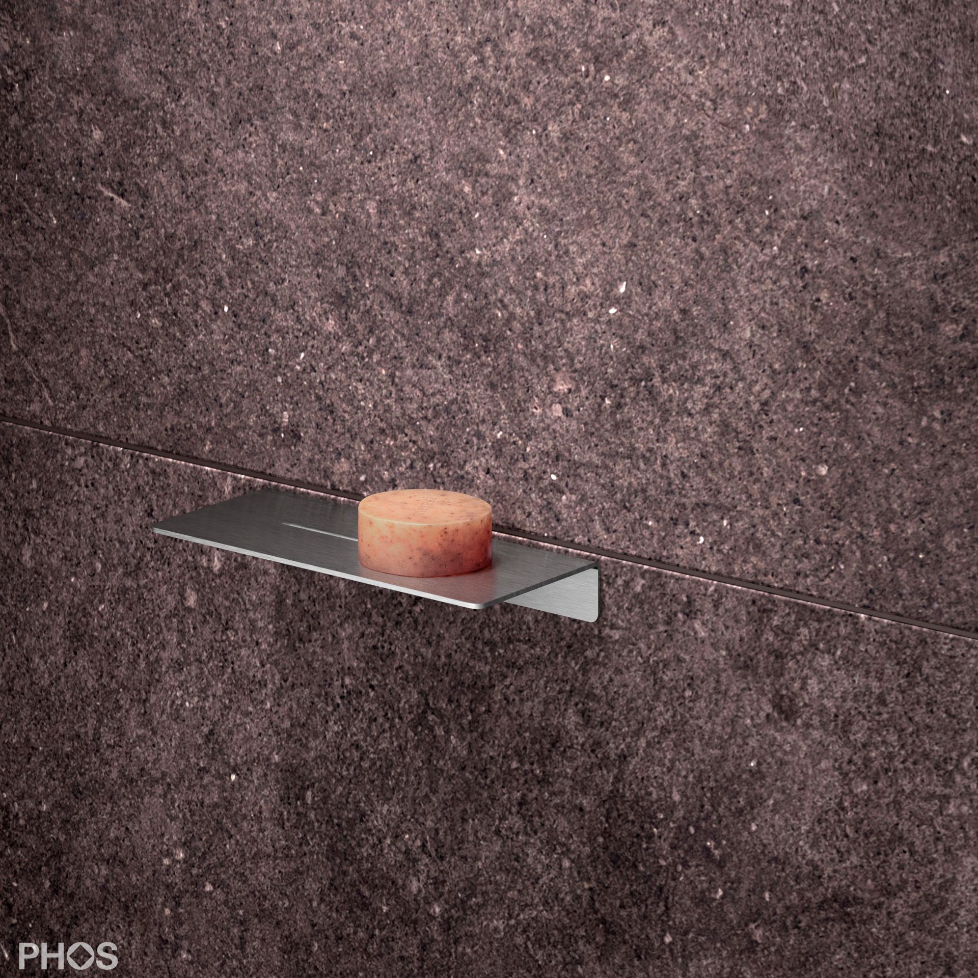 DA170 Полка для душа с резьбой, длина 17 x глубина 8 см, шлифованная вручную PHOS  - Вид №2