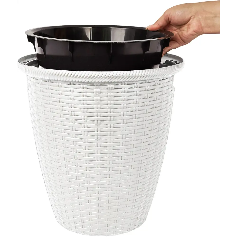Кашпо для цветов Ingreen Rattan ø38 h37.8 см v30 л пластик белоснежный жасмин 89359537 STLM-2004784 - Вид №2
