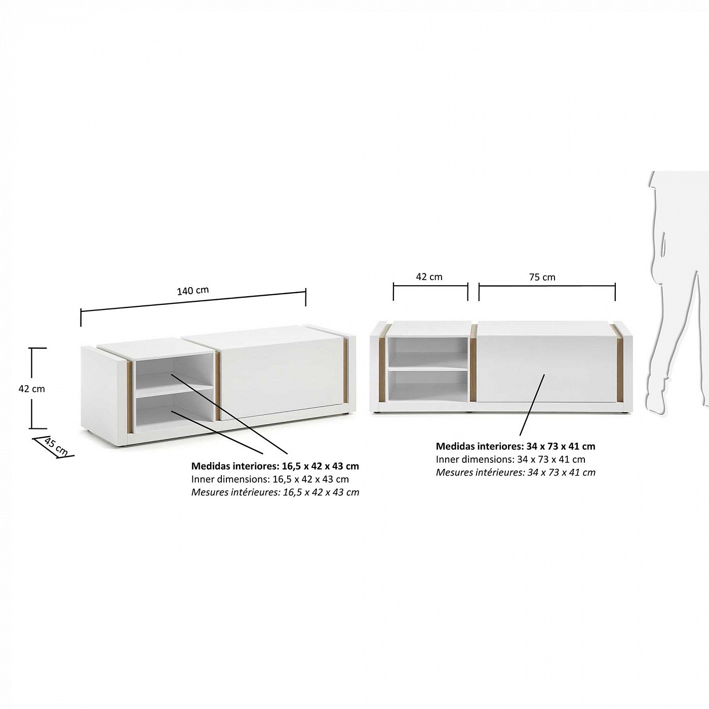 035192 Тумба под ТВ QU 140 белая La Forma De  - Вид №4
