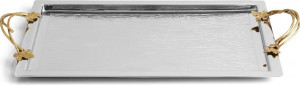 10645164 Michael Aram Поднос с ручками Michael Aram Плющ и дуб 57x32см, сталь нержавеющая Сталь нержавеющая