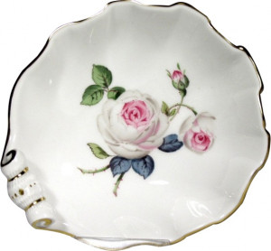 83614 Meissen Солонка - ракушка 11см "Белая роза" Фарфор