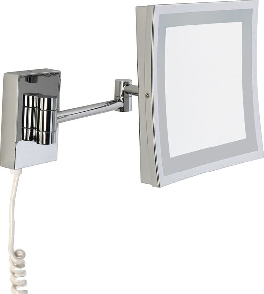 HE8800/WITHLED Sanibano, настенное квад. зеркало с 3-х крат. увелич. и LED подсвет.(с проводом и вилкой), цвет хром 