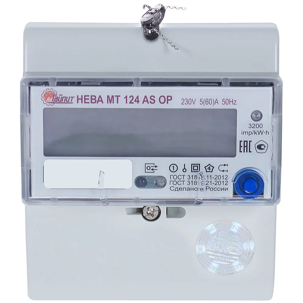 Счётчик электроэнергии Нева МТ 124 AS OP 5(60)A, однофазный STLM-2076092