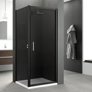 Душевой уголок 92x91 ZEPHYROS G+F Novellini ZEPHYROS с черным профилем и дымчатым серым стеклом