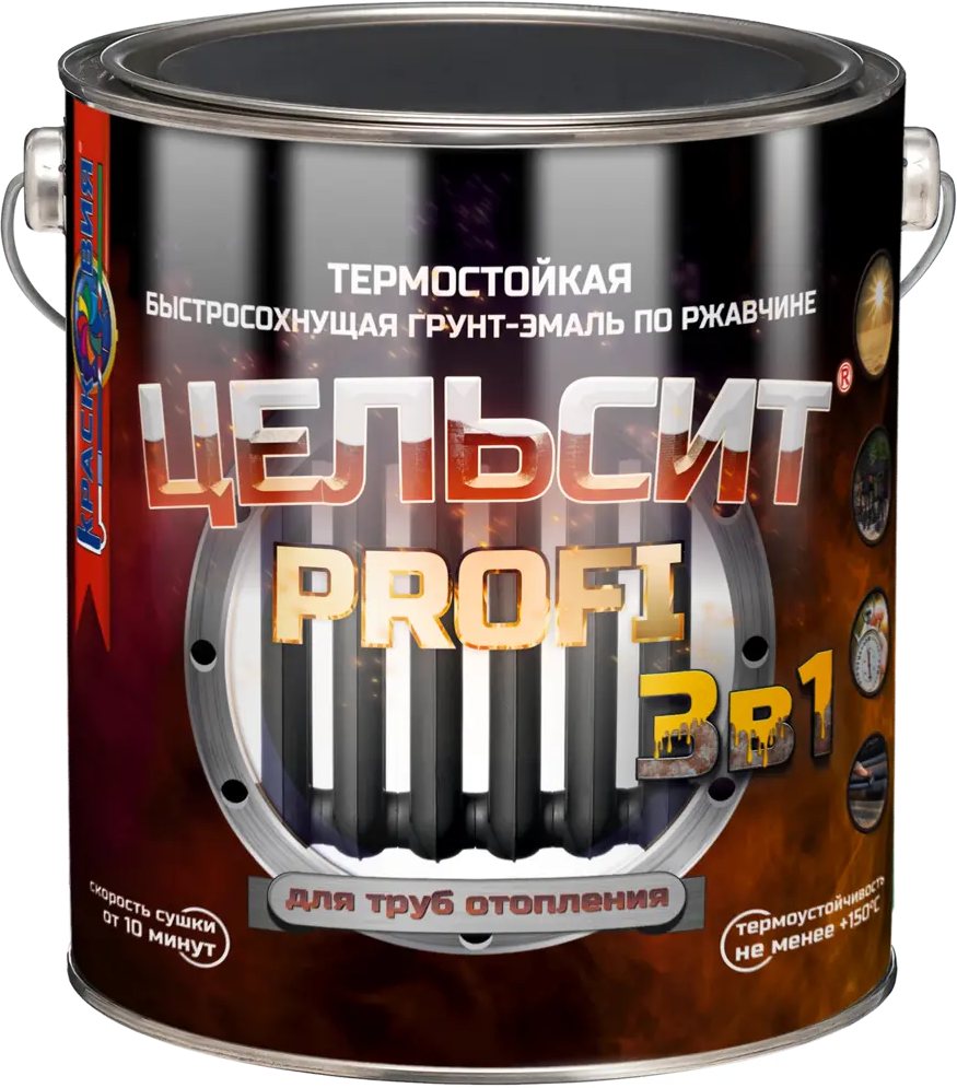 91592663 Грунт-эмаль по ржавчине 3 в 1 Цельсит Profi термостойкая быстросохнущая полуглянцевая цвет белый RAL 9003 3 л STLM-0855235
