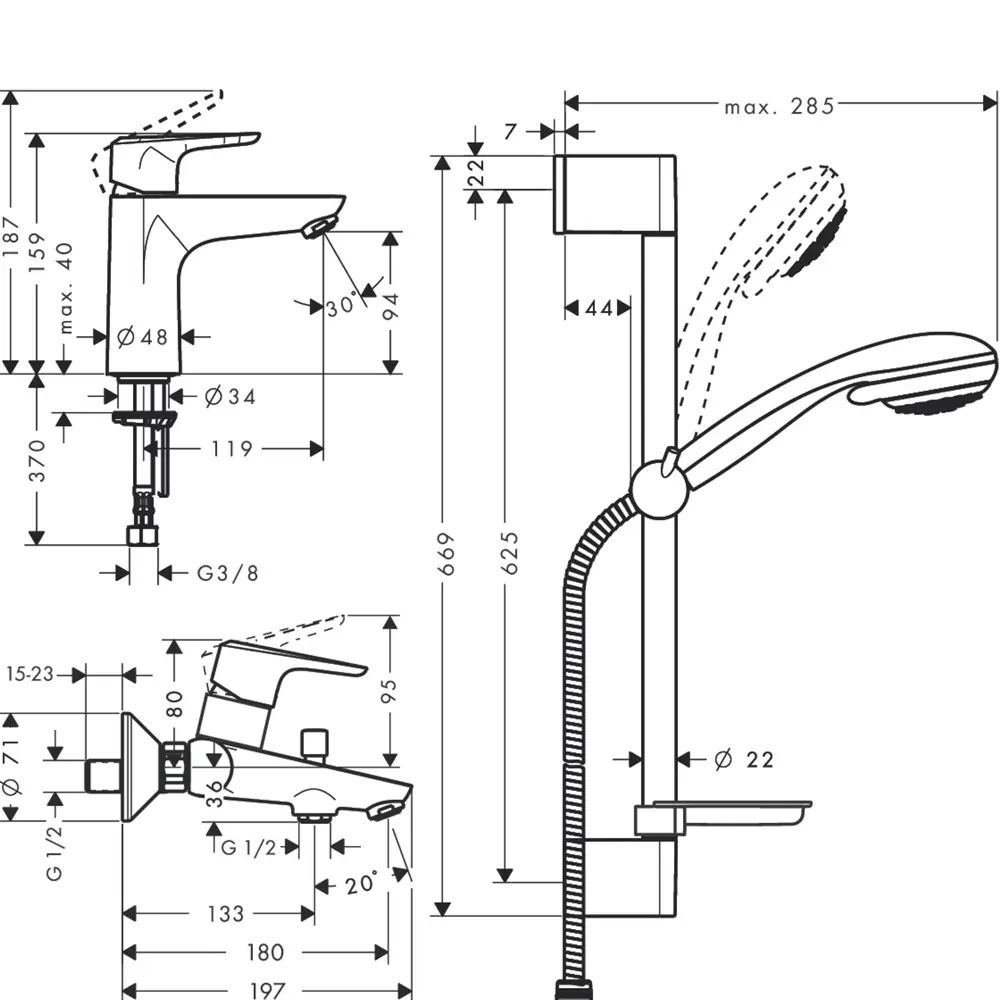 Комплект для душа Hansgrohe Ecos L, 2 режима 15628790 STLM-2049858 - Вид №1