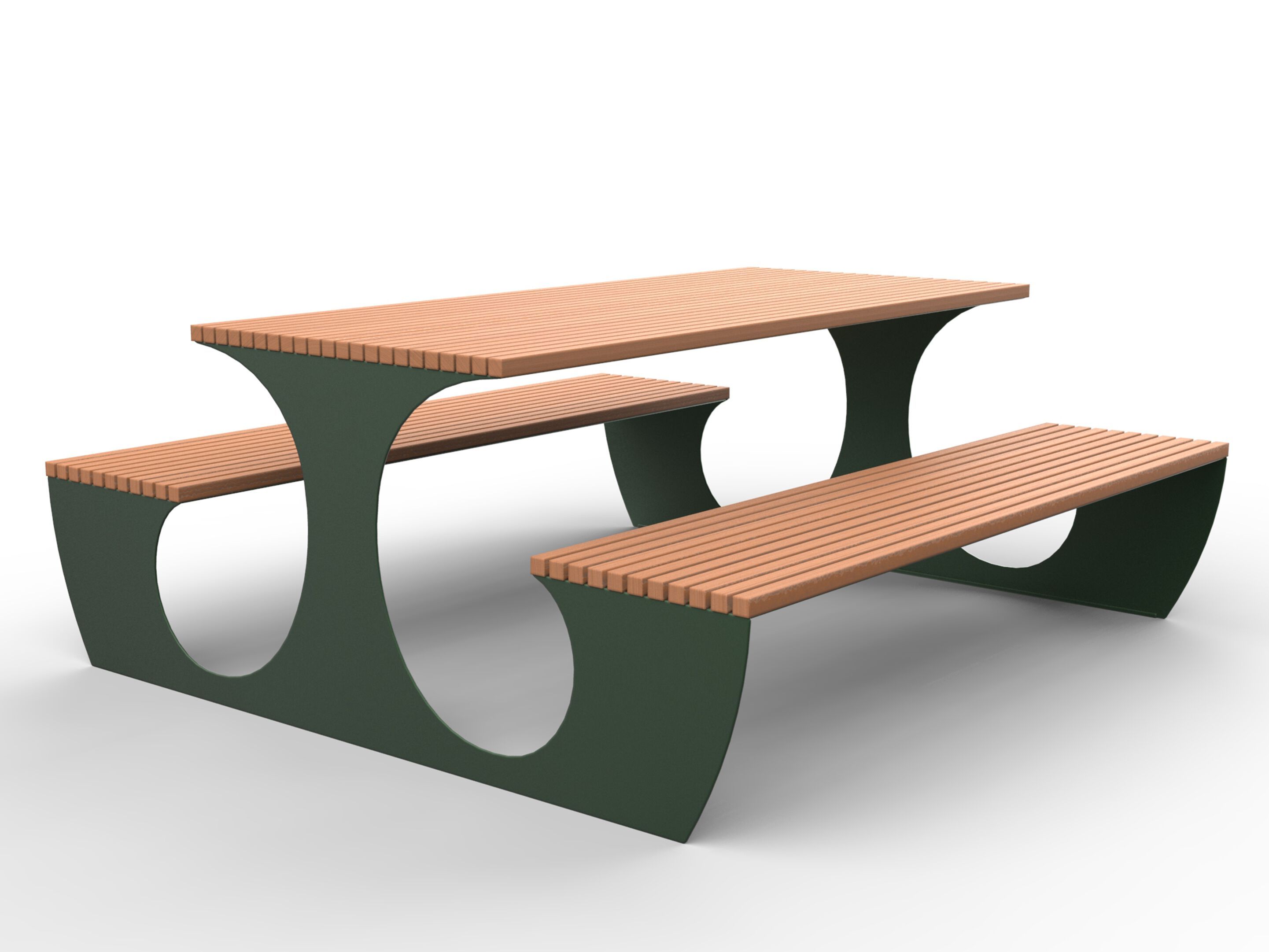 Стол для пикника из алюминия и дерева со встроенными скамейками CITYSì 1092L ARCH-00151594