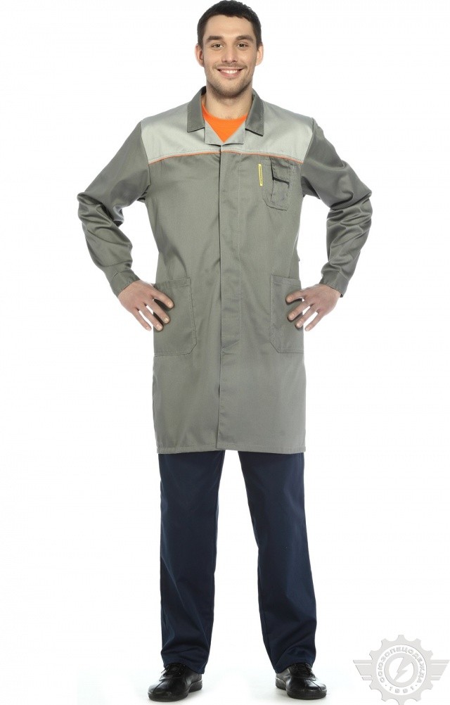 65754 Халат "Профессионал" мужской темно-серый со светло-серым  Одежда для обслуживающего персонала  размер 56-58/170-176 Спецодежда  - Вид №5