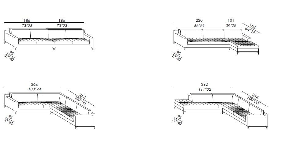 Тканевый диван с полуостровом Meridiani Prince ARCH-00114477 - Вид №5