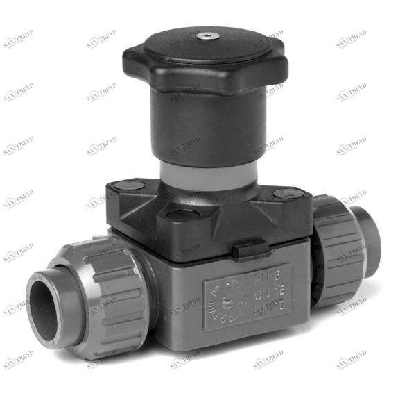 SANIT 121286050020 Мембранный клапан, PVC-U, фитинг с гнездом растворителя 