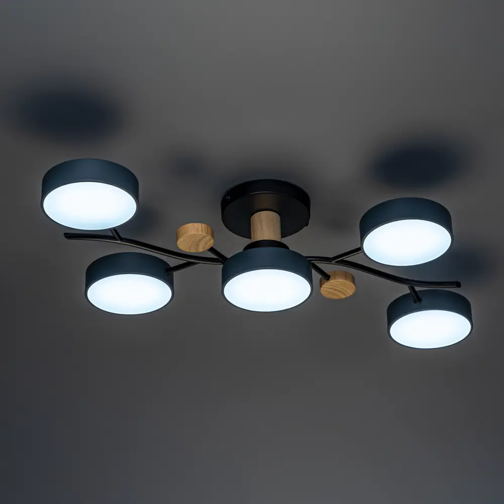 Люстра потолочная светодиодная диммируемая Ritter Scandia 52080 1 с д/у 70 Вт 24 м² 2700К-6500К цвет серый/черный/дерево 89195497 STLM-2132362  - Вид №2