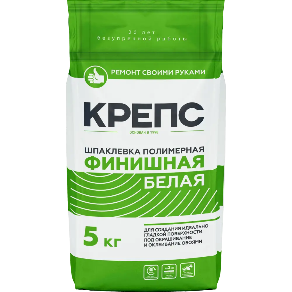 Шпаклёвка полимерная финишная Крепс 5 кг белый 82020645 STLM-2169247 Финишная белая