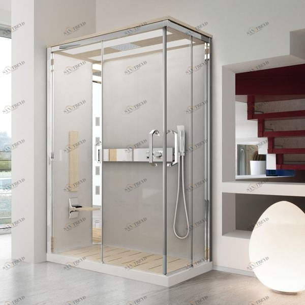 Душевая кабина NEXIS 1 A120x80 HYDRO Novellini NEXIS цвета светлый дуб, с низким душевым поддоном и крышей NEXA120SM1F1KQNEXA120DM1F1KQ