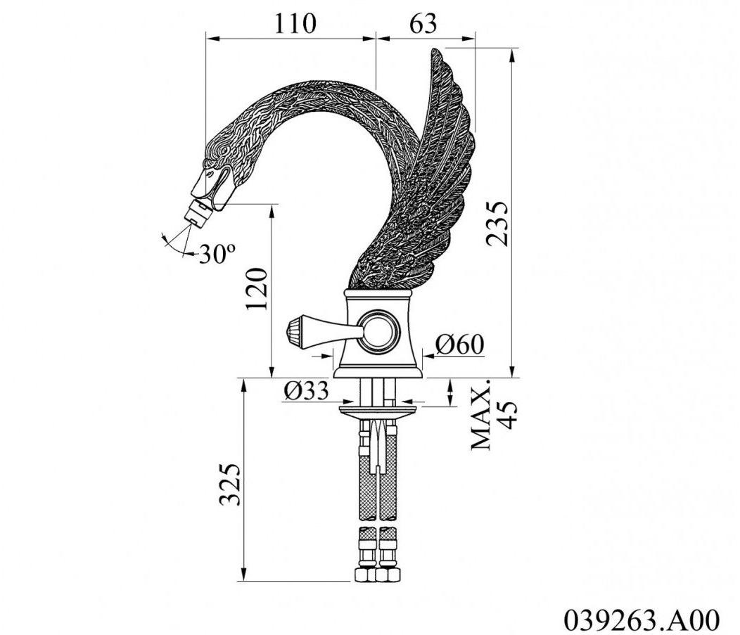 Bronces Mestre Смеситель для биде, однорычажный, с кристаллами swarovski® Antartica swan 039263.a00.00 - Вид №1
