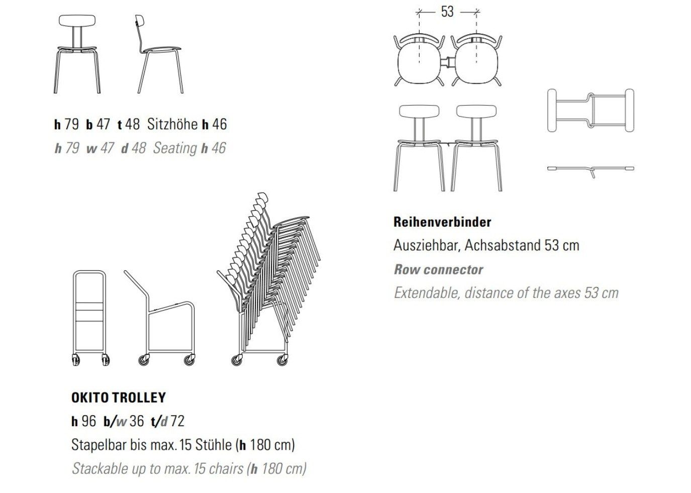 Деревянный штабелируемый стул с мягким сиденьем ZEITRAUM Okito ARCH-00073262 - Вид №6