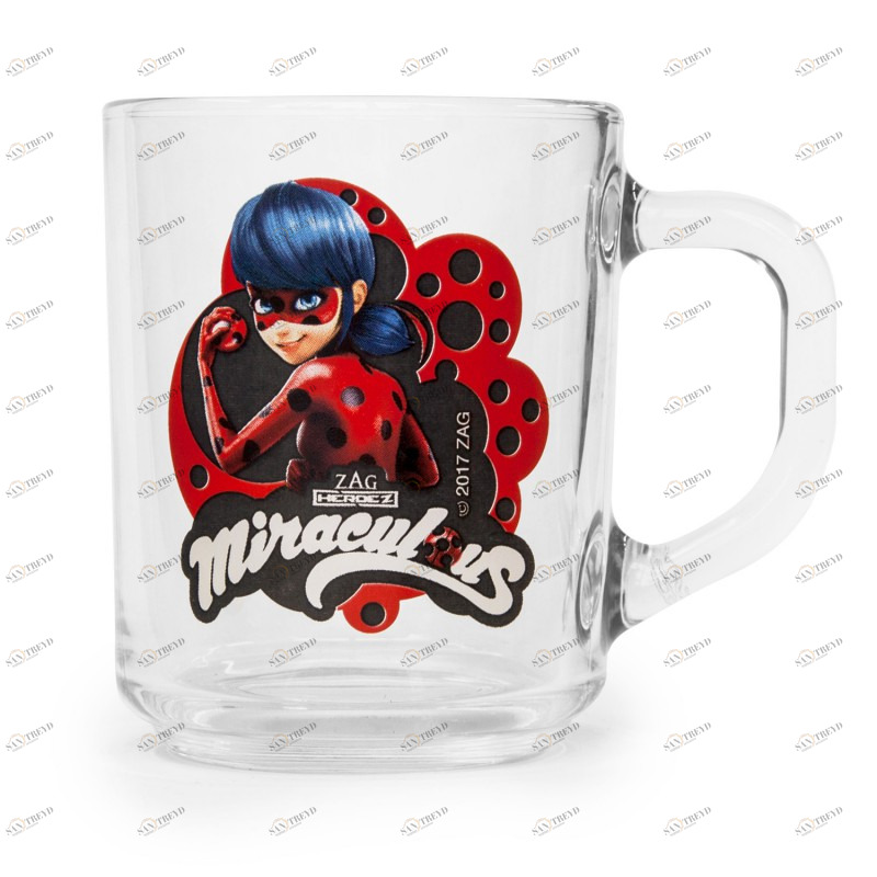 Кружка стеклянная "Леди Баг и Супер Кот. Дизайн 1 малый", 250 мл ND PLAY ЛЕДИ БАГ 335665 Красный;прозрачный Santreyd 