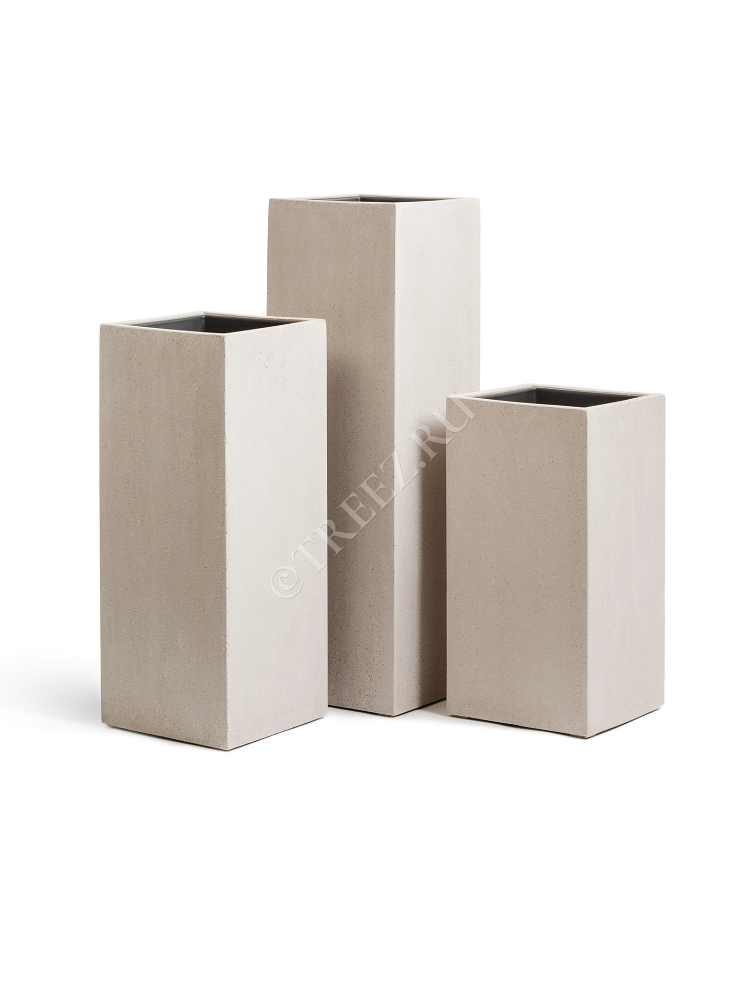 41.3317-02-010-BE-60 Кашпо  Effectory - серия Beton - Высокий куб - Белый песок Цветочная коллекция 