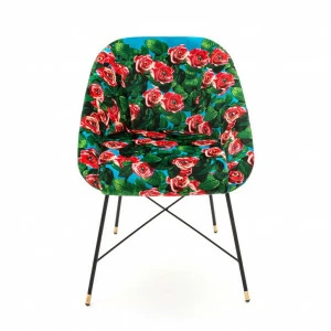 Стул мягкий с металлическими ножками 50х60 см зеленый Roses SELETTI  00-3883208 Зеленый;красный;черный