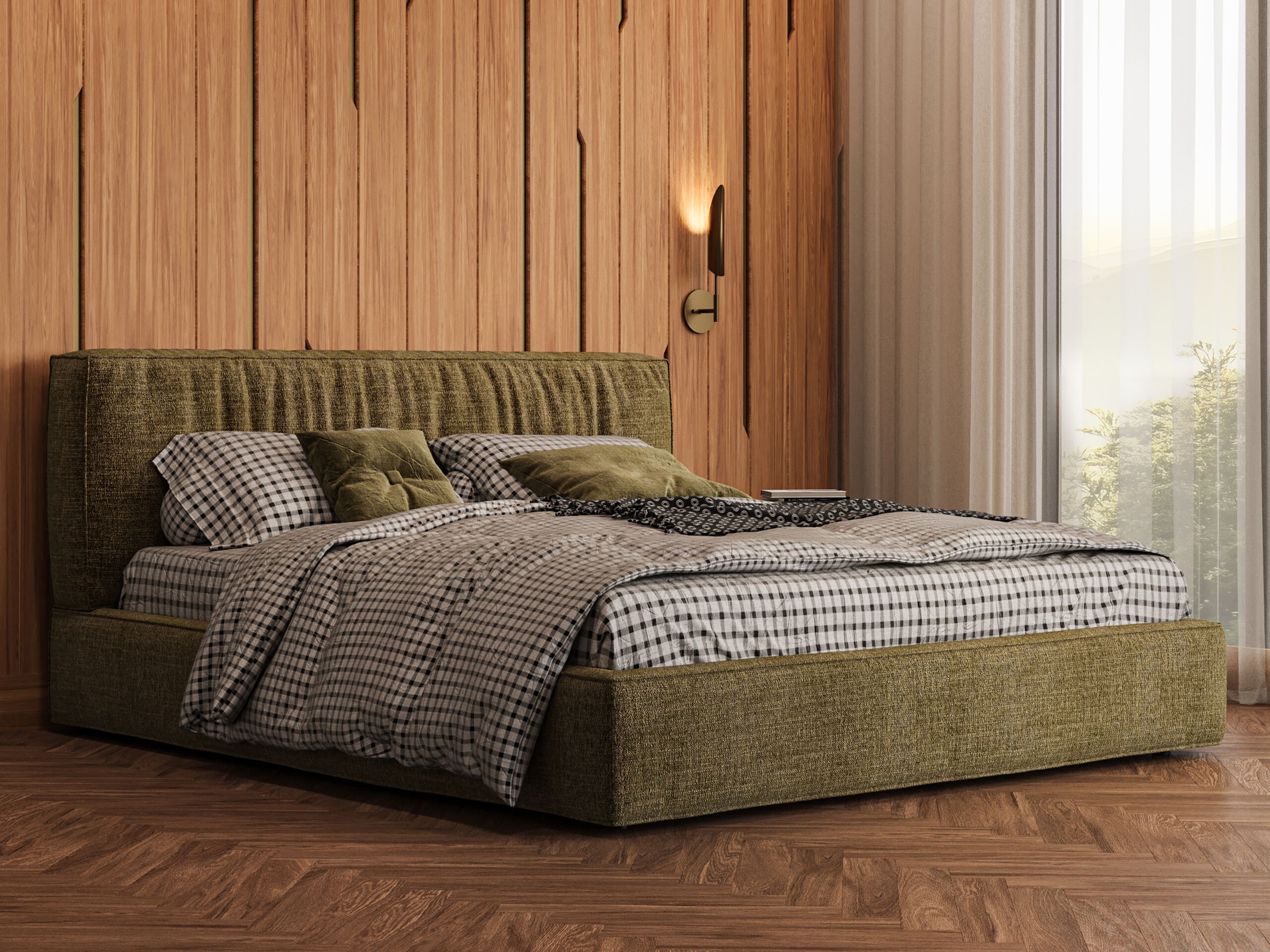 Двуспальная кровать с мягким изголовьем Woodsoft BERN II ARCH-00104736 - Вид №4